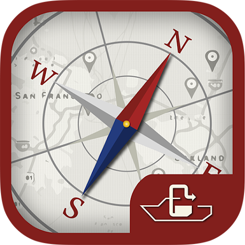 Pumpout app logo with a compass and pumpout icon at lower right