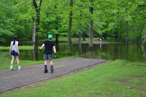 High waters on the Huron River, Hudson Mills Metropark, Dexter, MI