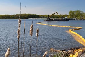 Dredging the Grand River in Grand Haven, Michigan