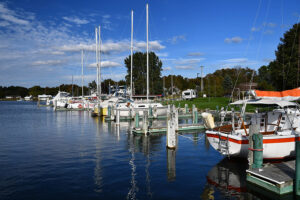 photo of the harbor, with boats, in Arcadia, Michigan