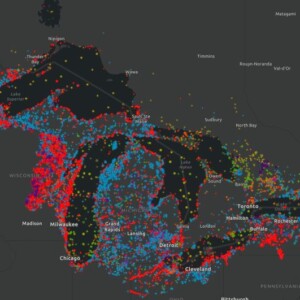 A screenshot of an interactive map in the StoryMap shows the current distribution of the top 10 Great Lakes invaders