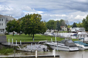 boat docks at a development in Au Gres, Michigan