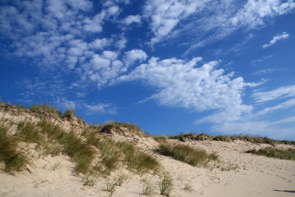 Lake Michigan dunes near Muskegon on a party cloudy day