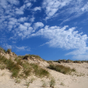 Lake Michigan dunes near Muskegon on a party cloudy day