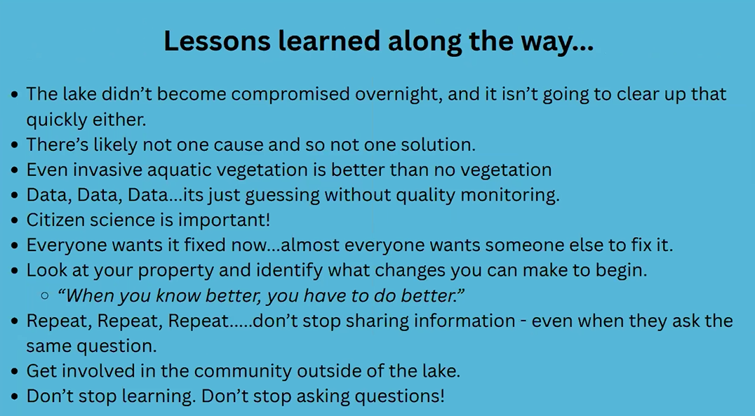 List of lessons learned, emphasizing the importance of learning, patience, collaboration, and persistence.
