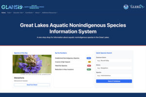 A screenshot of the new GLANSIS website layout